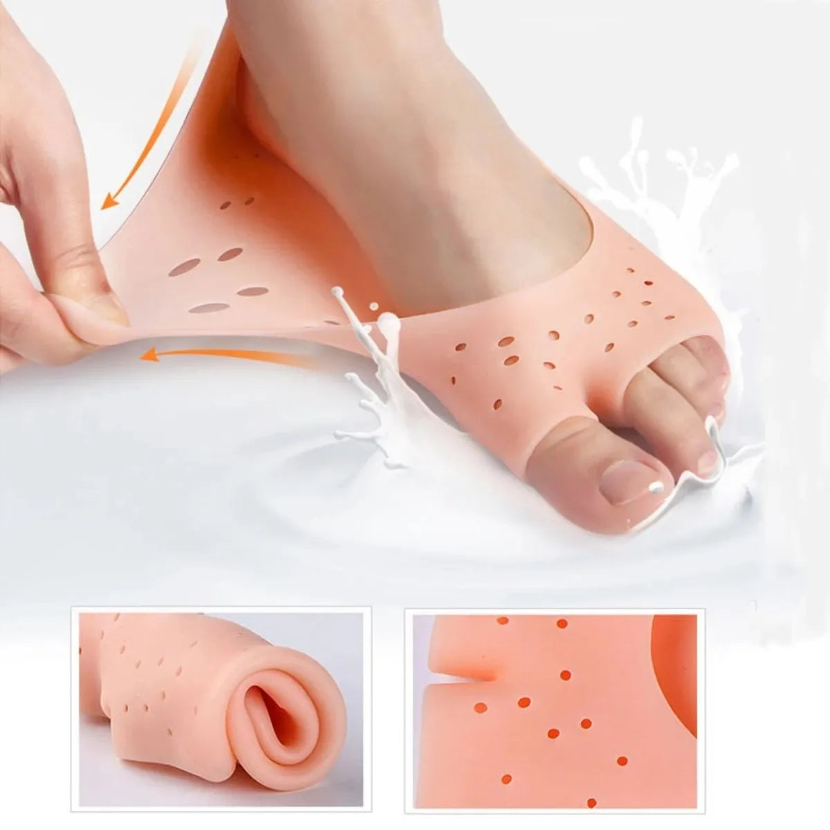 Silicone Gel Moisturizing Socks, Non-slip Socks, Cracked Foot Prevention Socks, Foot Care Tool With Breathable Hole